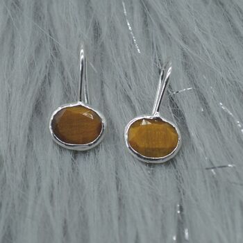 Tigers Eye Silver Drop Earrings, 8 of 8