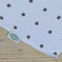 Bandana Dribble Bib White With Grey Stars, thumbnail 2 of 2