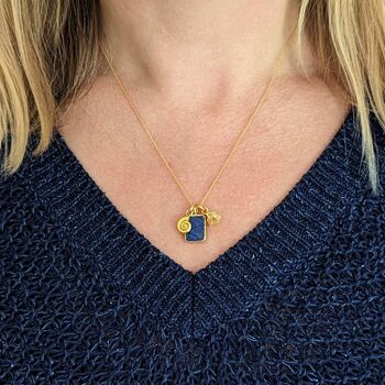 'The Trio' Lapis Lazuli Gold Plated Necklace, 6 of 11