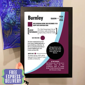 Personalised Season Print Gift For Burnley Fans, 2 of 6