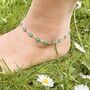 Turquoise Sun Flower Summer Floral Charm Anklet, thumbnail 5 of 7