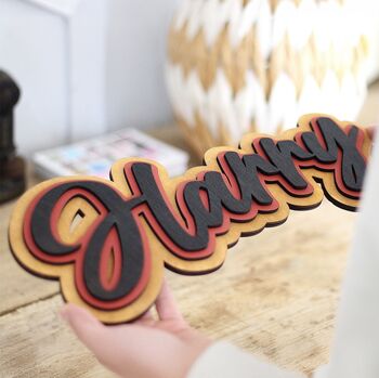 Personalised 3D Layered Wooden Name Sign, 2 of 8
