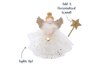 Gold Blonde Light Up Angel Christmas Tree Topper, 2 of 9