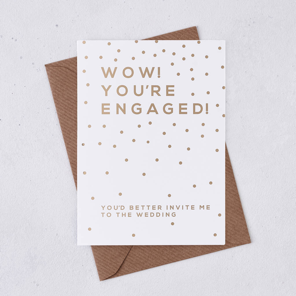 Funny Engagement Wow Gold Foil Card By Bookishly