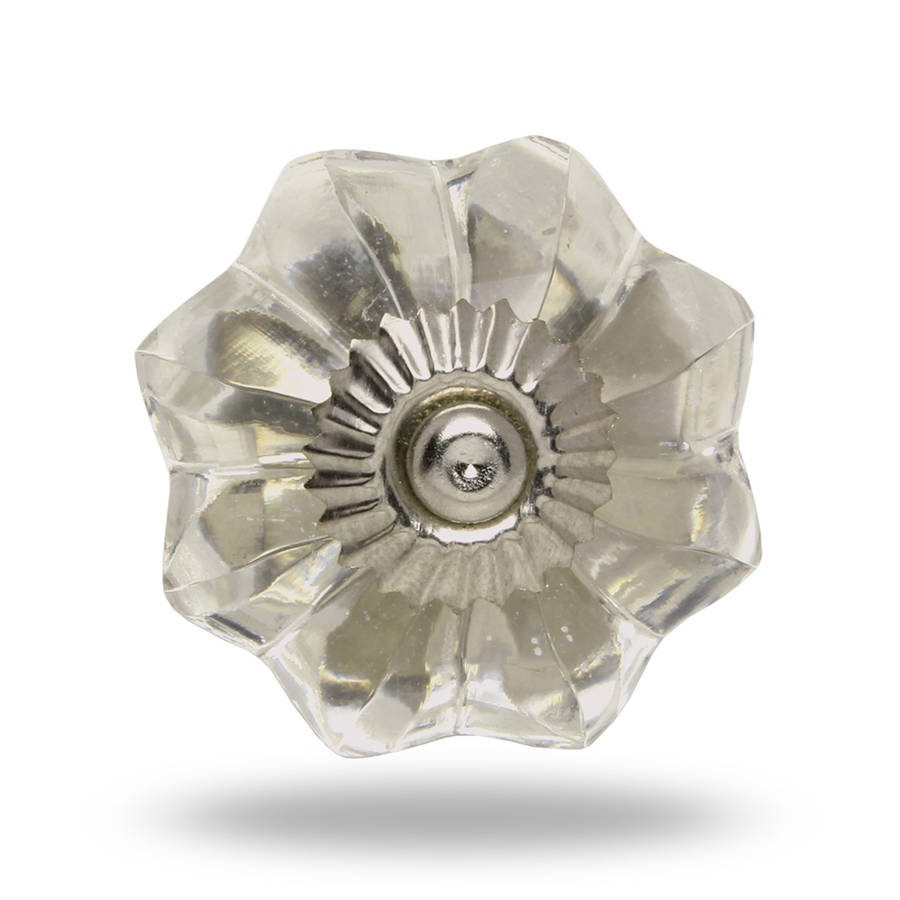 Glass Mellon Knob Big Chrome Fittings Gal
