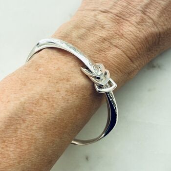 Personalised Wide Bangle With Triangle Charms, 6 of 9