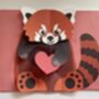 Pop Up Red Panda In Love Valentines Greeting Card, thumbnail 1 of 3