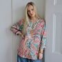 'Penny' Pink And Blue Paisley Button Down Shirt, thumbnail 1 of 3