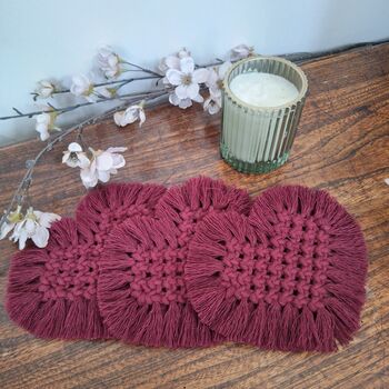 Heart Drink Macrame Coaster Set, 4 of 7