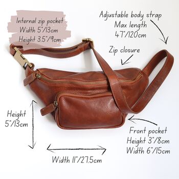 Leather Brown Crossbody Bum Bag With Pocket, 5 of 5