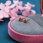 Sterling Silver Natural Red Carnelian Stud Earrings, thumbnail 6 of 11