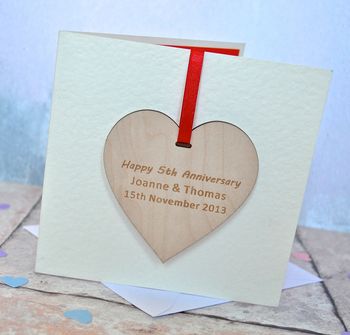 Personalised Anniversary Wooden Decoration Card, 2 of 2