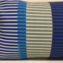 Combed Stripe Cushion Cobalt, Black + Aqua, thumbnail 4 of 5