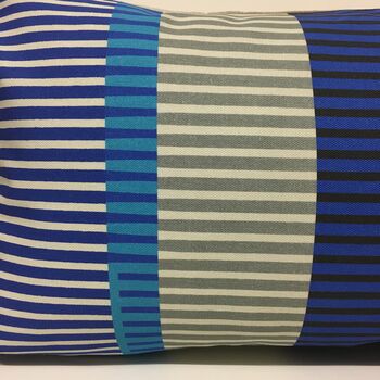 Combed Stripe Cushion Cobalt, Black + Aqua, 4 of 5