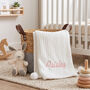 Personalised Sage Pom Pom Blanket For Baby, thumbnail 10 of 12