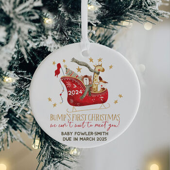 Personalised Bump's First Christmas Ceramic Christmas Tree Decoration, 2 of 5