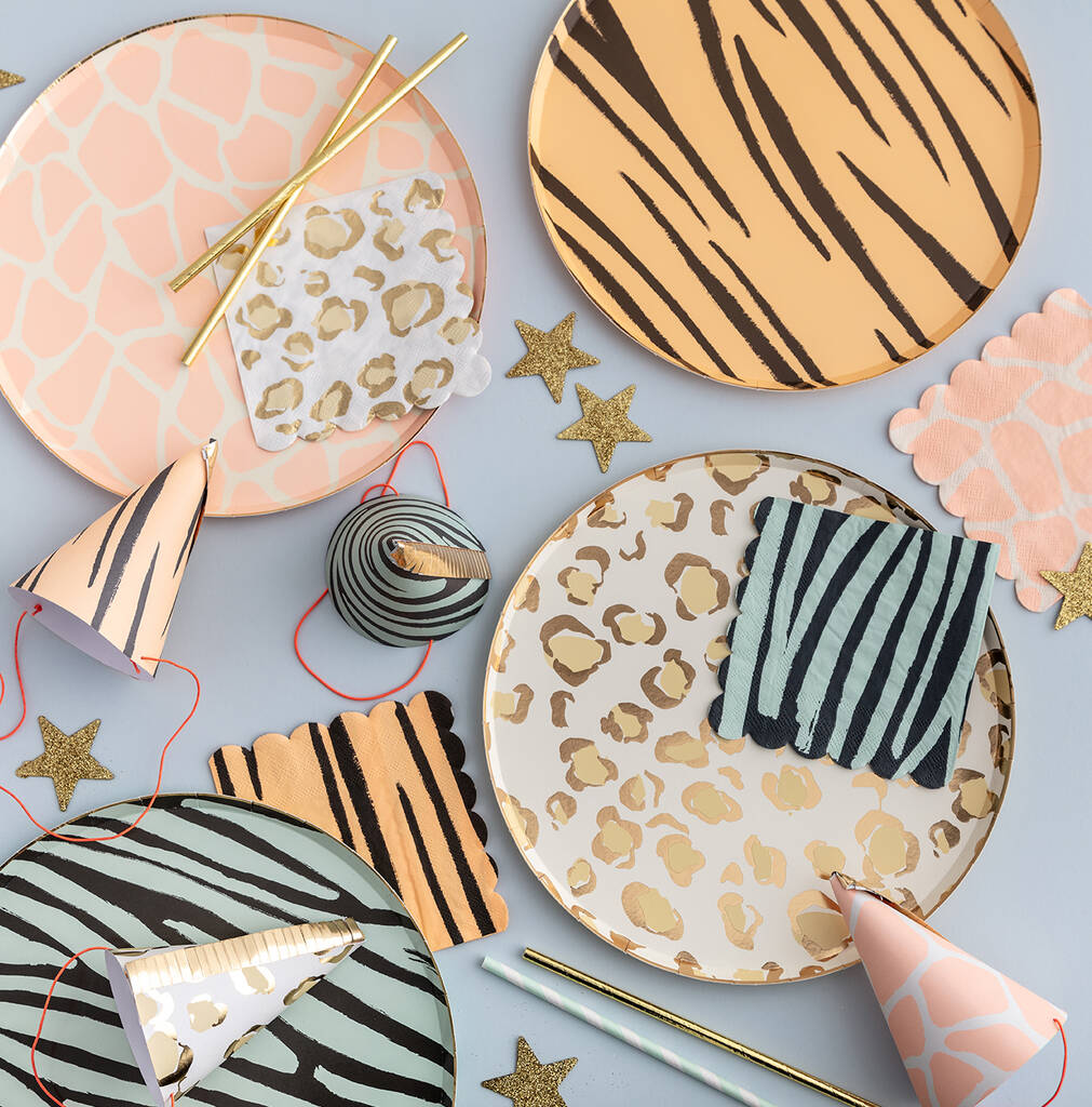 Animal Print And Gold Foil Party Plates, 1 of 3
