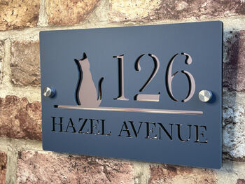 Personalised Cat Silhouette Design House Number Sign Acrylic, 4 of 10