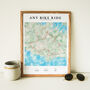 Personalised Watercolour Route Map Framed Art For Any Cycle, thumbnail 1 of 6