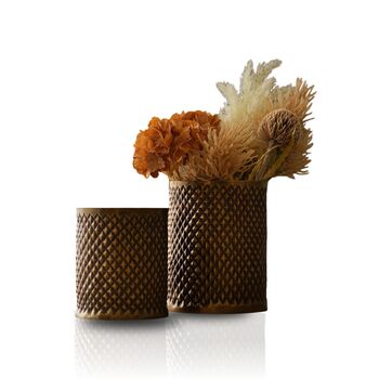 Antique Brass Textured Planter Set, 2 of 2
