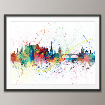 Edinburgh Skyline Cityscape Paint Splashes Print, 4 of 6