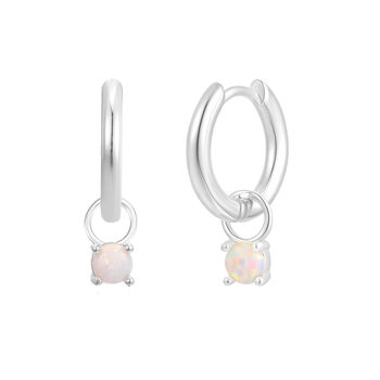 October Huggie Hoop Birthstone Charm Earrings, 2 of 4