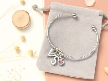 Personalised Heart Initial Silver Bracelet Friendship Knot, 4 of 11