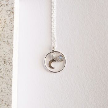 Crescent Moon And Labradorite Orbit Charm Necklace, 2 of 4