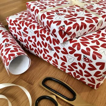 Love Bug Ladybird Wrapping Paper Or Gift Wrap Set, 3 of 12