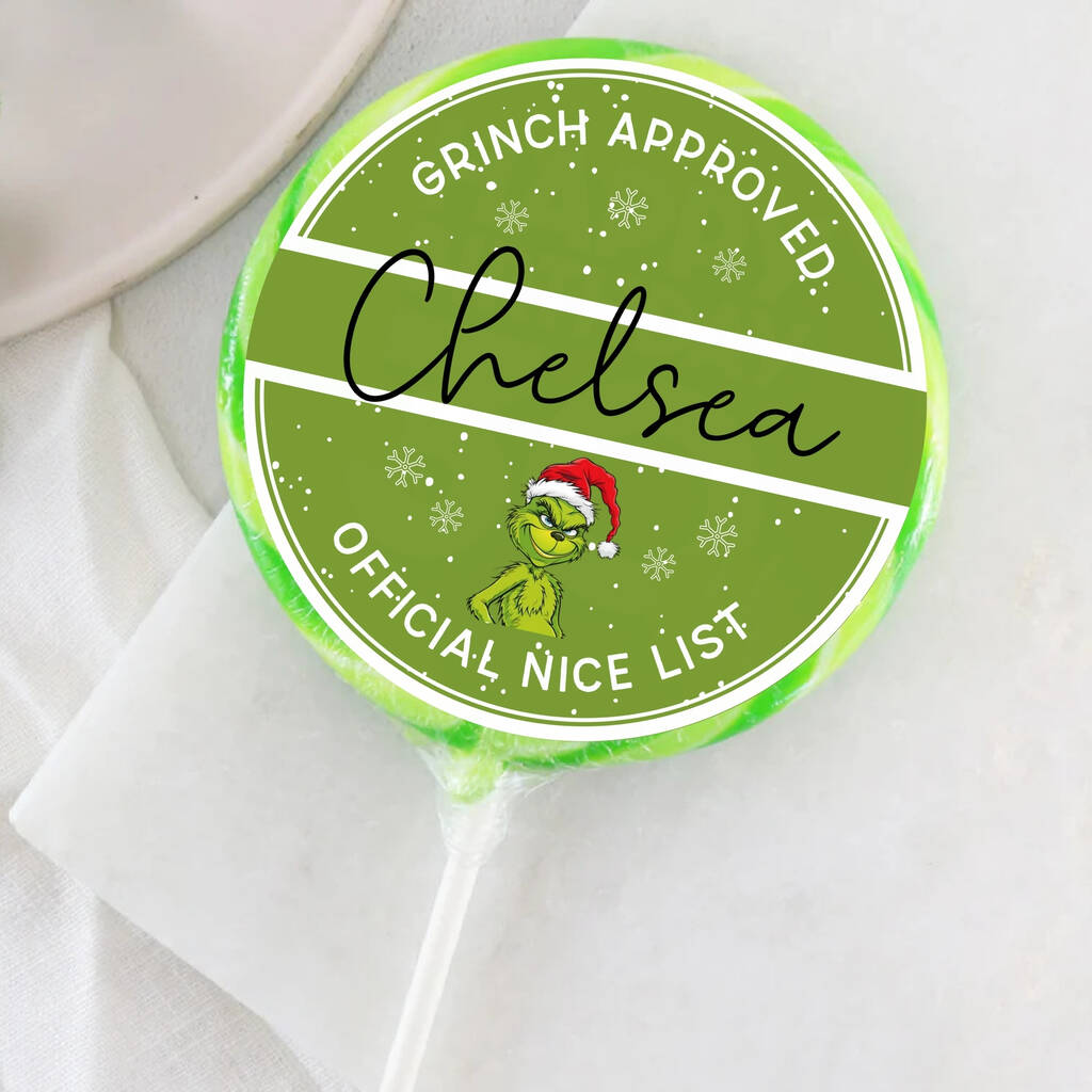 Personalised Grinch's Official Nice List Lollipop