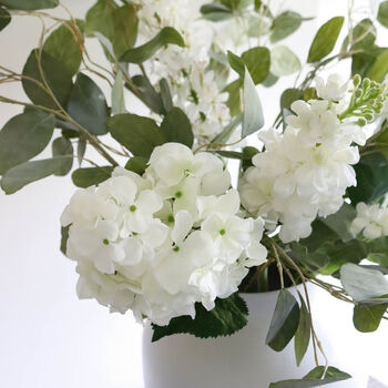 Faux White Hydrangea And Eucalyptus Arrangement, 4 of 5
