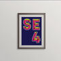 Se4 London Postcode Neon Typography Print, thumbnail 1 of 4