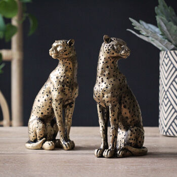 Set Of Two Gold Cheetah Ornaments, 3 of 7