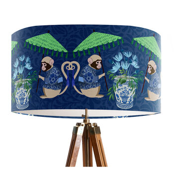 Monkey Parasol, Chinoiserie Lampshade In Blues, 5 of 5
