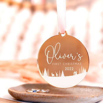 Gold Personalised Baby's 1st Christmas Tree Ornament, 6 of 7