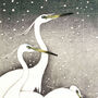 Vintage Japanese Cranes Snow Wall Art Print, thumbnail 5 of 5