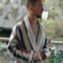 Port Stripe Organic Cotton Reversible Dressing Gown Robe, thumbnail 4 of 10