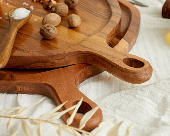 Alma Natural Wood Round Serving Board Set, 2 of 4