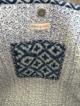 Tote Bag, Beach Bag, Block Print Indian Handbag, Indigo, 10 of 11