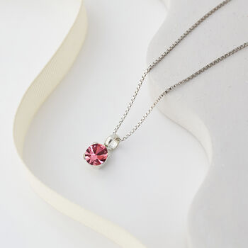 Pink Swarovski Crystal Single Stone Pendant Necklace, 3 of 6