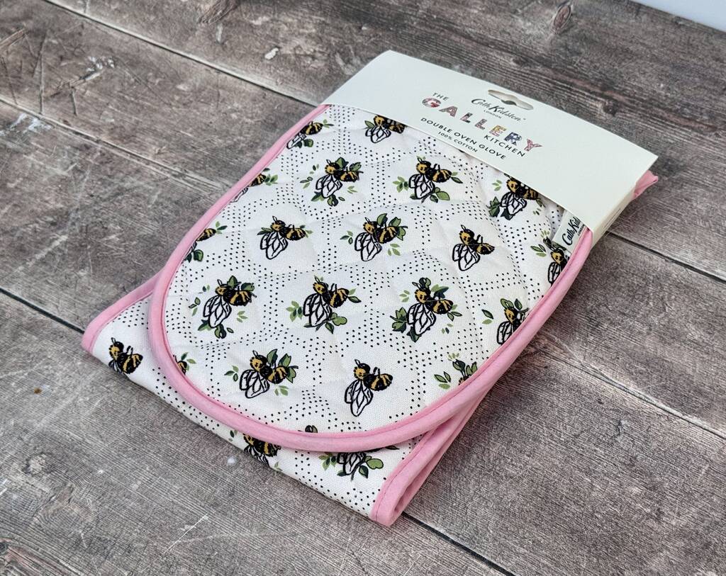 Bee Patterned Double Oven Glove, 1 of 3