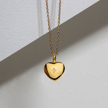 Diamond Set Heart Urn Necklace 18 K Gold Plated Silver, 5 of 5