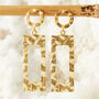 Hammered Rectangle Gold Plated Earrings, thumbnail 1 of 5