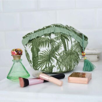 Personalised Green Tropical Dome Quilted Make Up Bag For Her, 2 of 3
