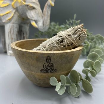 Wooden Smudge And Ritual Offerings Bowl Buddha, 2 of 3