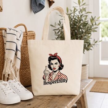 Respectfully Middle Finger Tote Bag, 4 of 7