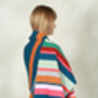 Colourful Multi Stripe Wrap Scarf Soft Lambswool, thumbnail 3 of 7