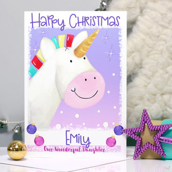 Personalised Unicorn Relation Christmas Card, 3 of 9