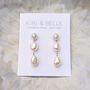 Laila Three Pearl Bridal Pearl Drop Earrings, thumbnail 3 of 4