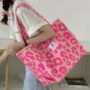 Pink Leopard Print Shoulder Bag, Summer Large Beach Bag, thumbnail 1 of 5